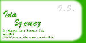 ida szencz business card